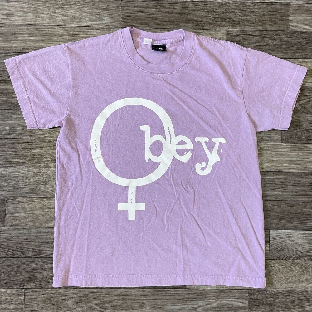 Vintage Obey Shirt Men’s Small Purple Spelled Out Made In USA Skateboarding